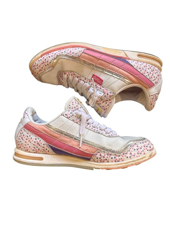 Pastry Shoes - Vintage Pastry Chocolate Sprinkle Polka Dot Low-Top Sneakers Womens Size 7 Pink